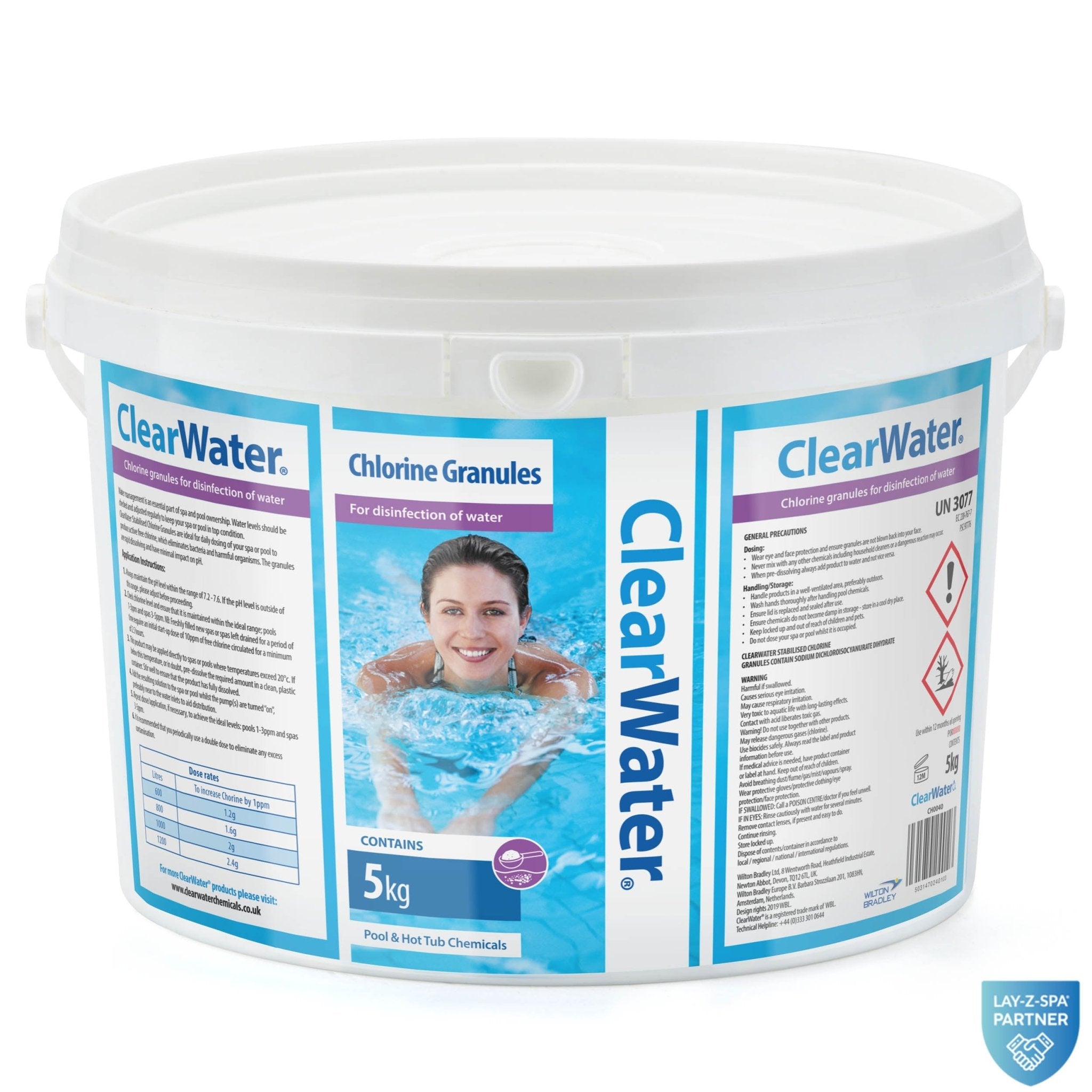 ClearWater Stabilised Chlorine Granules (5kg) – Fast - Dissolving Hot Tub & Pool Sanitiser | New Forest Hot Tubs - New Forest Hot Tubs